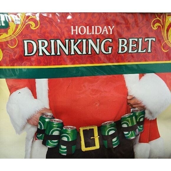 Amscan Drinking Game Christmas Novelty Beer Belt Santa Drink Holder Fits 6 Cans - Picture 3 of 3